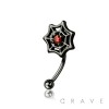 RED CZ SPIDER WEB 316L SURGICAL STEEL CURVED BARBELL/EYEBROW
